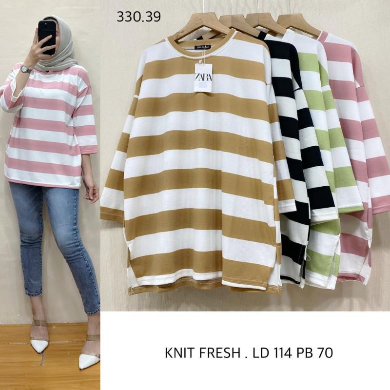 Atasan Knit Salur Zara