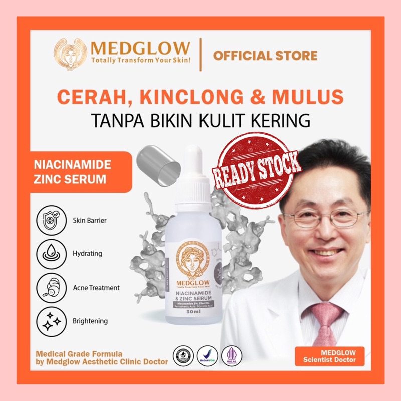 We Are Back MEDGLOW CLINIC 5% Niacinamide & Zinc Serum 30 ml | Aesthetic Skincare Whitening Noda Bek