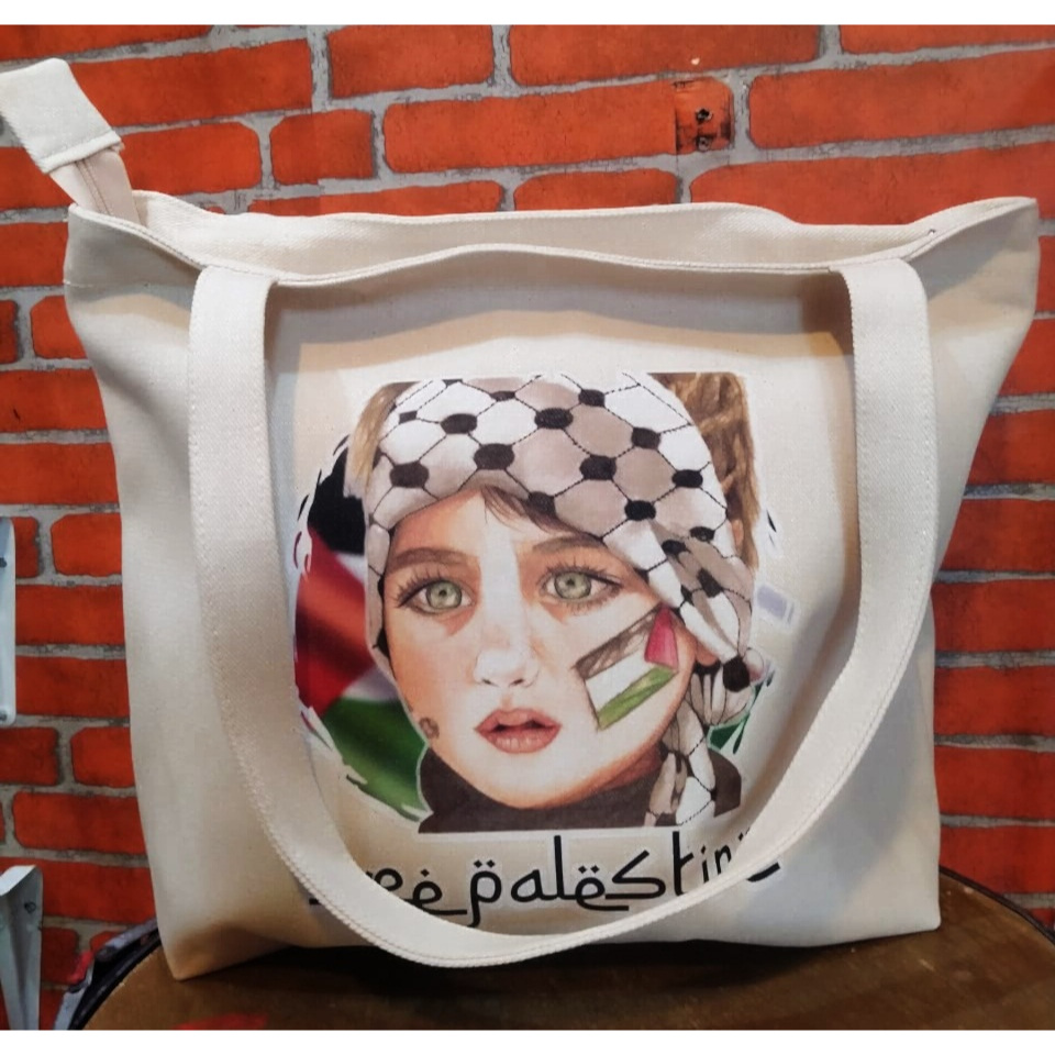 Tas Tote Bag Resleting Palestina Tas Bahu Wanita Free Palestine