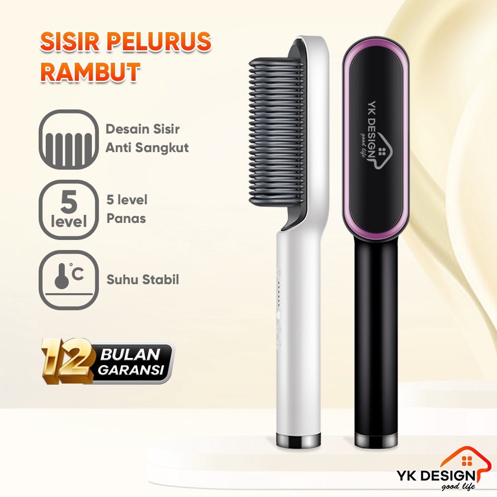 Grosiran Murah YK DESIGN Catokan Rambut 2 In 1 / Catokan Sisir Pelurus Rambut Hair Straightener Curl