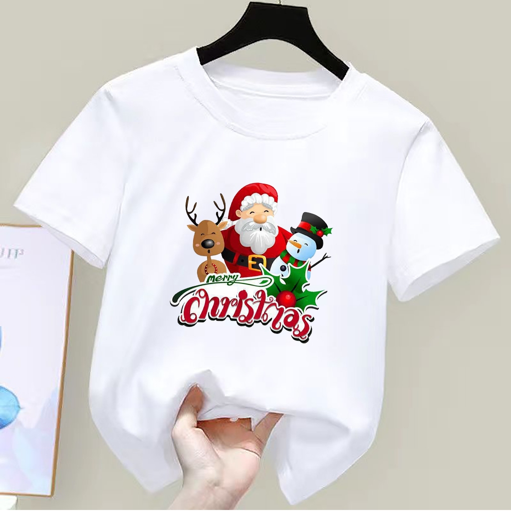 Kaos Natal Anak Perempuan Kaos Natal anak Laki Laki Kaos Natal Lengan Pendek Anak Baju Natal anak Me
