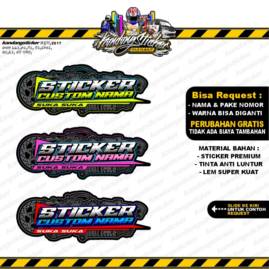 Stiker Racing Custom Satuan Nama Suka Suka Sticker Bengkel Motor Stiker SpeedShop Custom Stiker Timb
