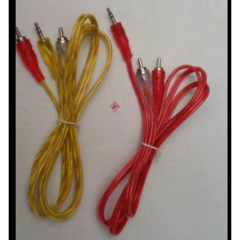 Kabel Rca 2x1 Transparan/Kabel Jack Audio 2 ke 1/Kabel Jack HP To Speaker/Laptop/Tablet