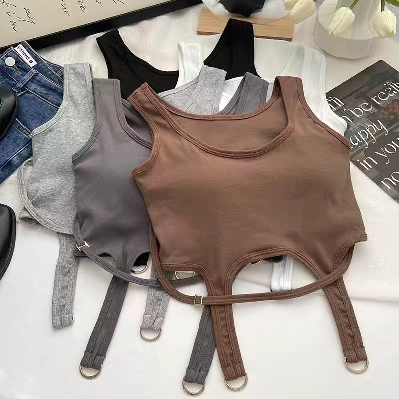 Sexy U-Neck Tank Top Atasan Wanita  strip tanktop nova rantai Tanktop Bergaya