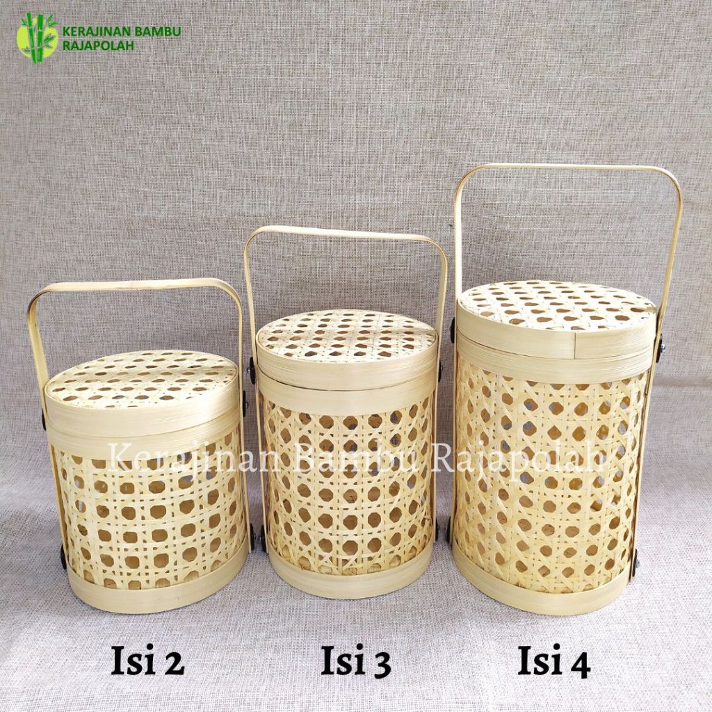 Rantang bambu tempat cookies anyaman motoporu / Toples Kue Kering
