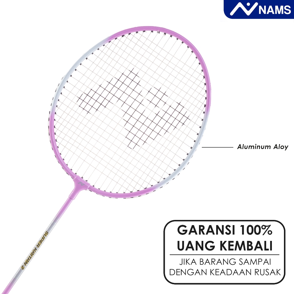 NAMS RAKET BADMINTON UNGU LAVENDER SUPER KAITAN 2 / BULUTANGKIS / ORIGINAL