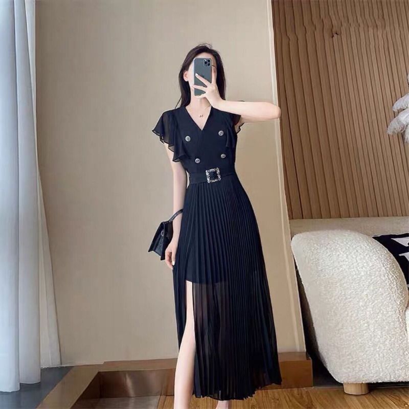 QUEEN SAKURA - Q11524D - PLEATED WITH CRYSTAL DRESS PREMIUM IMPORT - DRESS PLISKET PREMIUM CASUAL KO