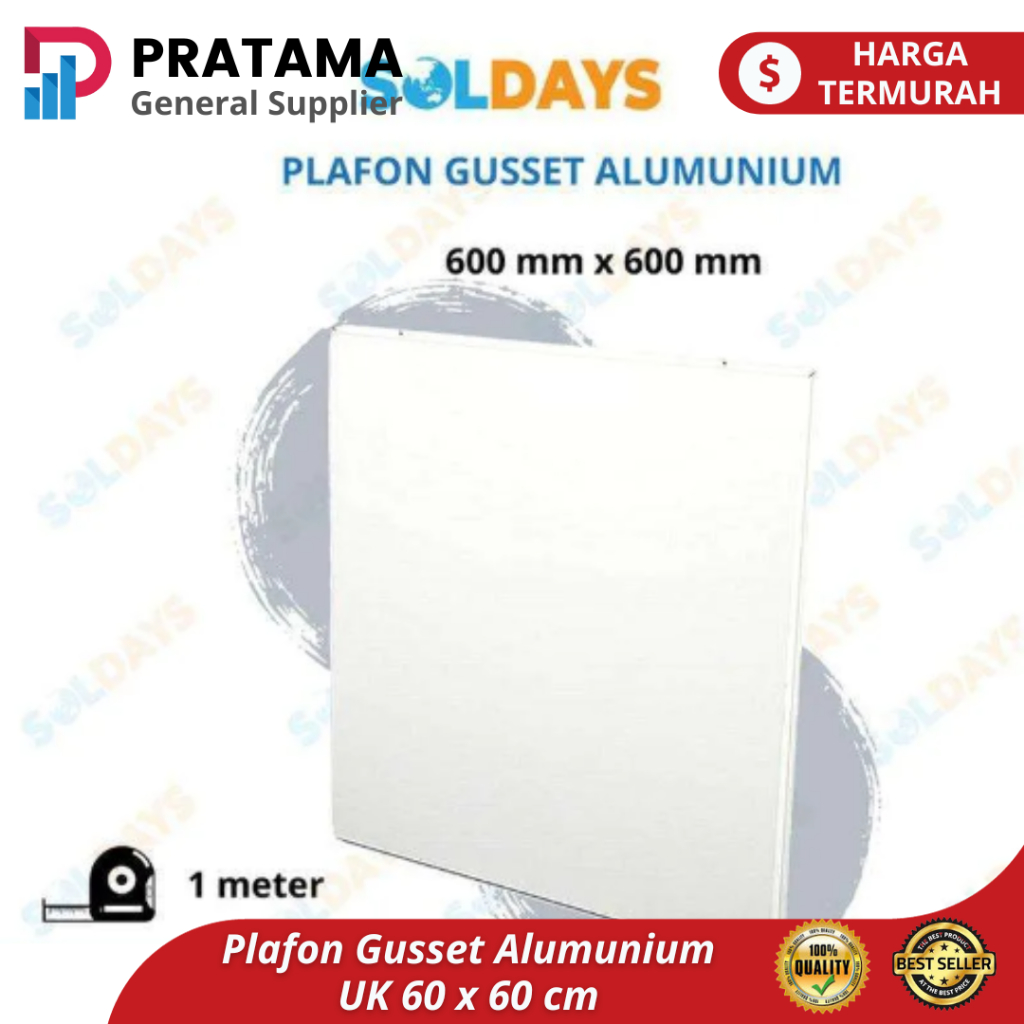 Plafon Gusset Alumunium UK 60 x 60 cm / Alumunium Gusset Ceiling Plate  polos / lubang | surabaya