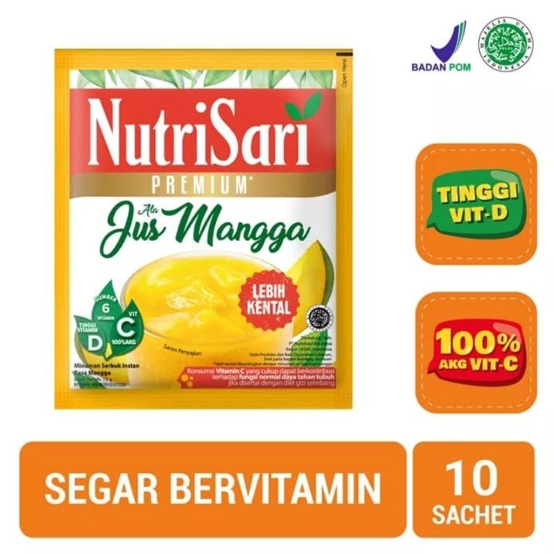 

Nutrisari Premium Jus Mangga 10 sachet-Minuman Buah Lebih Kental