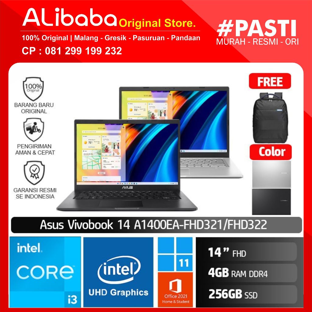 Asus A1400EA FHD321 FHD322 i3 1115G4/4GB/256GB/14" FHD/W11 VivoBook 14