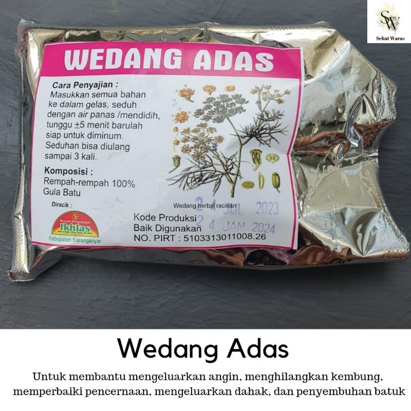 

WEDANG ADAS secara herbal membantu mengeluarkan angin, menghilangkan kembung, memperbaiki sistem pencernaan, mengeluarkan dahak, membantu penyembuhan batuk