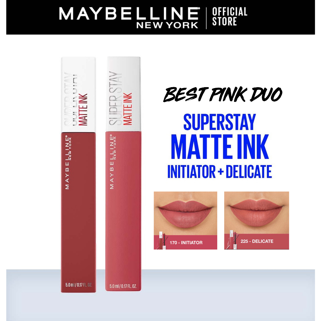 Maybelline Paket Makeup Lipstik Isi 2 Superstay Matte Ink Initiator + Delicate Liquid Matte Lipstick