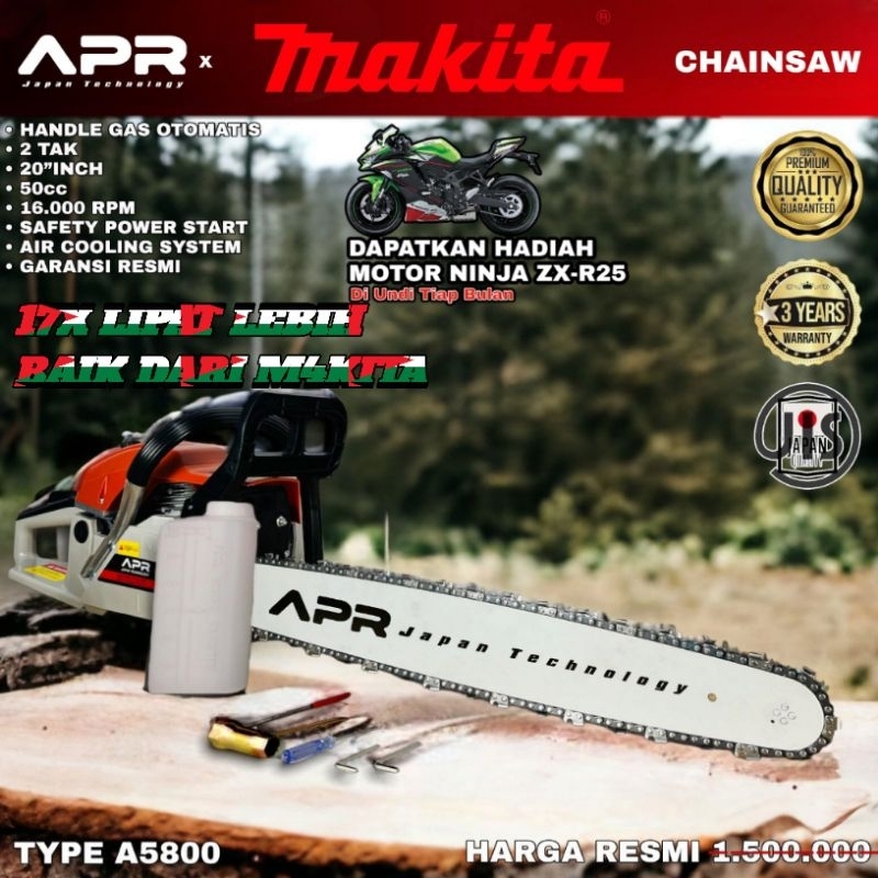 Mesin Chainsaw M4KIT4 2tak 22inch chain saw senso pemotong kayu gergaji mesin ninja super irit garan