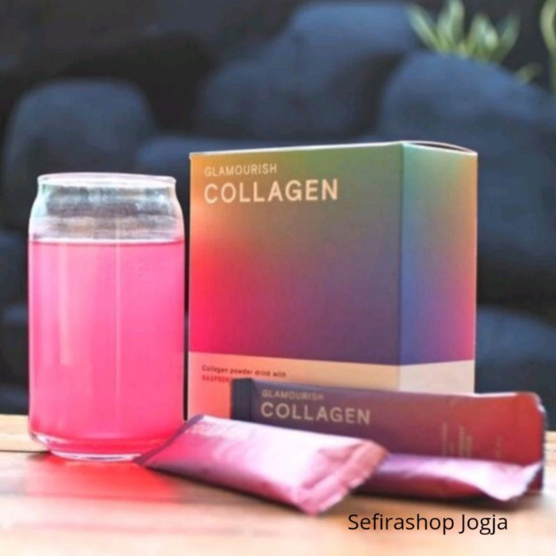 Glamourish Collagen Drink 1 Box - Raspberry | Ekstra Saffron Premium Legalitas BPOM RI dan MUI