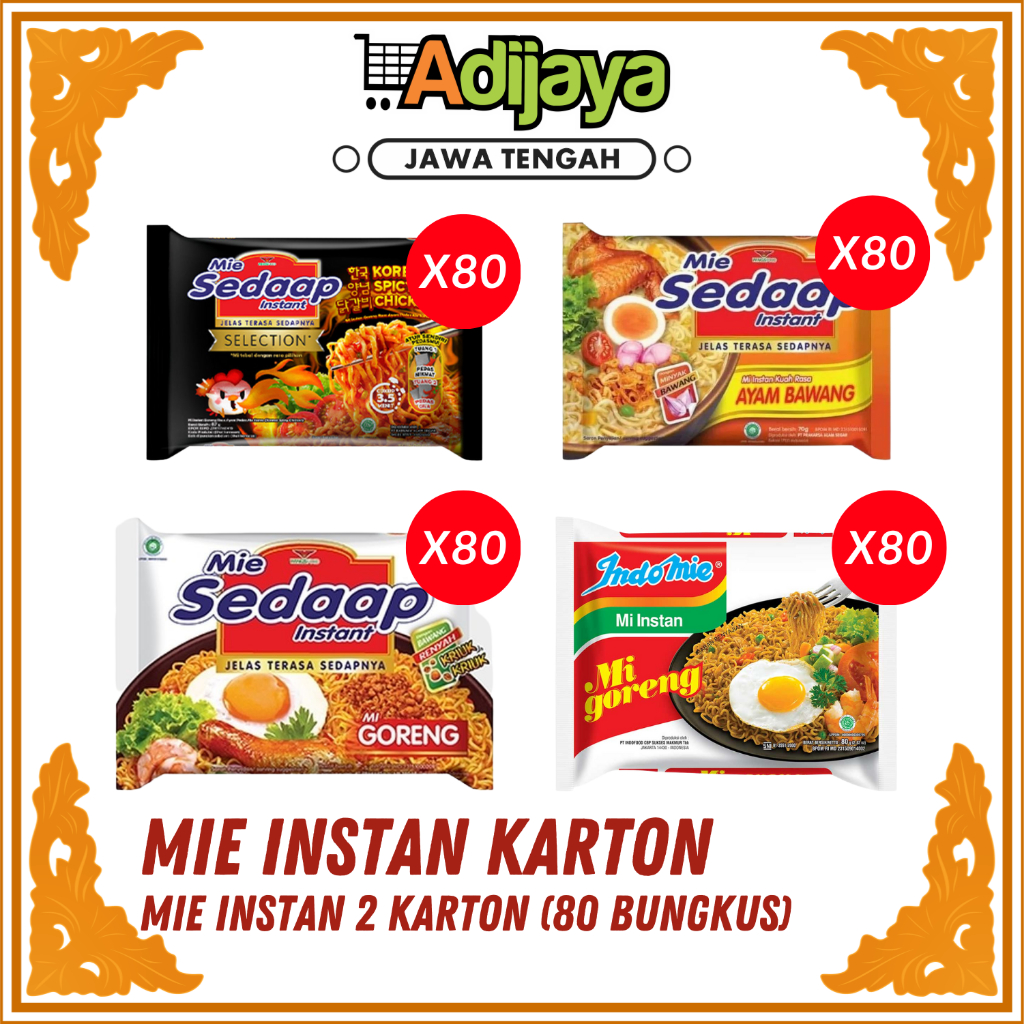 

ANEKA MIE INSTAN 2 KARTON (80 PCS) MIE SEDAAP KARTONAN