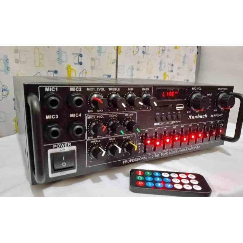 SUNBUCK POWER AMPLIFIER Karaoke Equalizer Bluetooth Stereo Amplifier Treble Bass Booster 2000 Watt