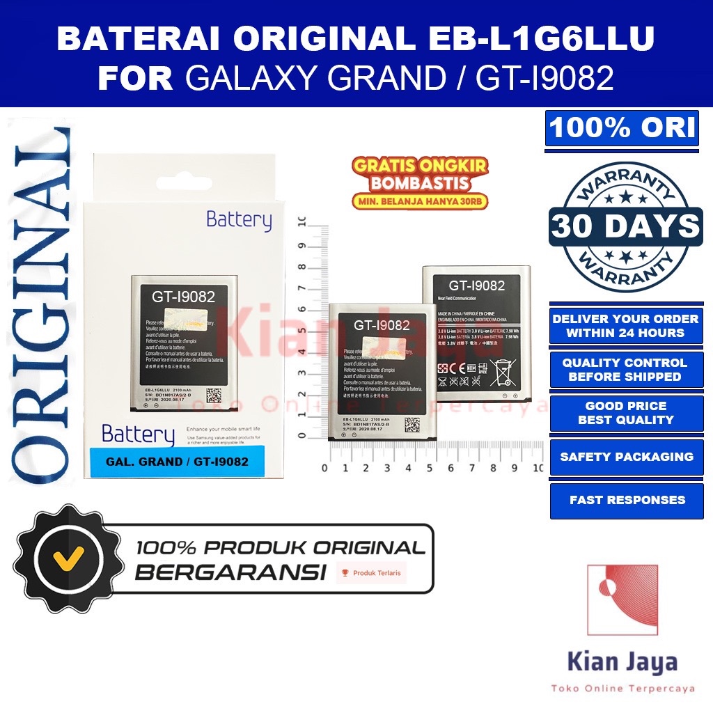 [Garansi 100% Ori] Baterai Galaxy Grand GT-I9082 / Grand Neo Plus GT-I9060, EB-L1G6LLU Batre Battery