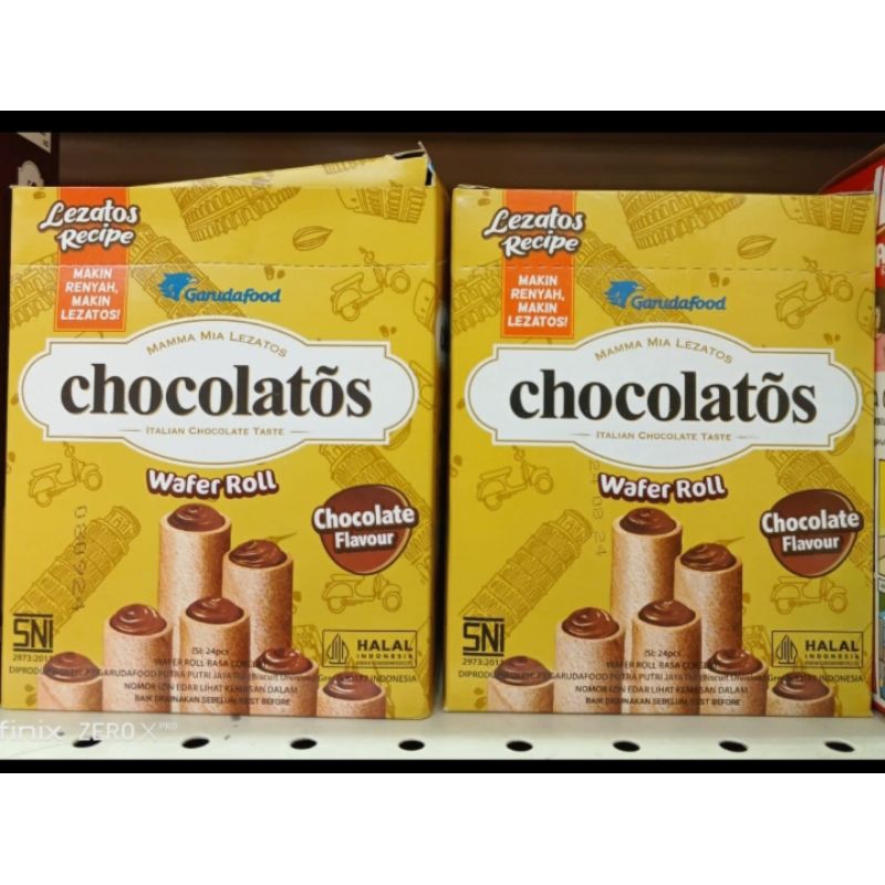 

chocolatos isi 24pcs wafer roll rasa coklat