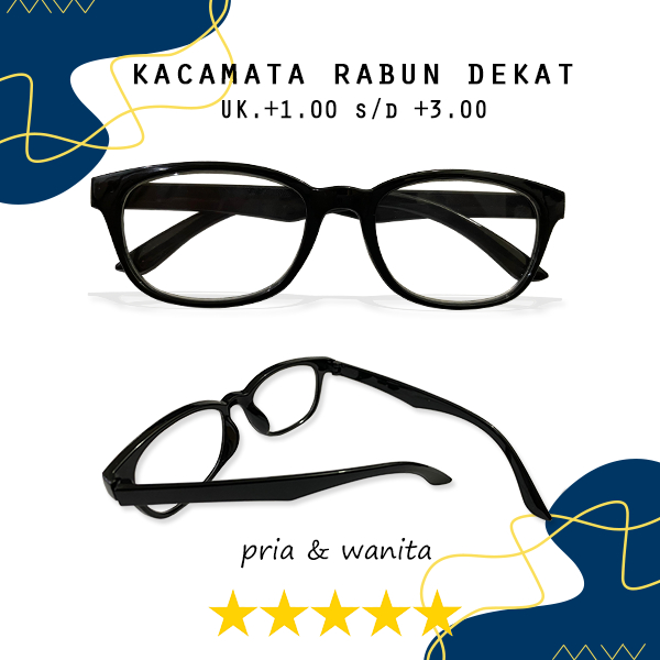 kacamata baca plus kotak super fokus pria wanita (+) +100 s/d +3.00 Lensa Bening Model Simple Kekini