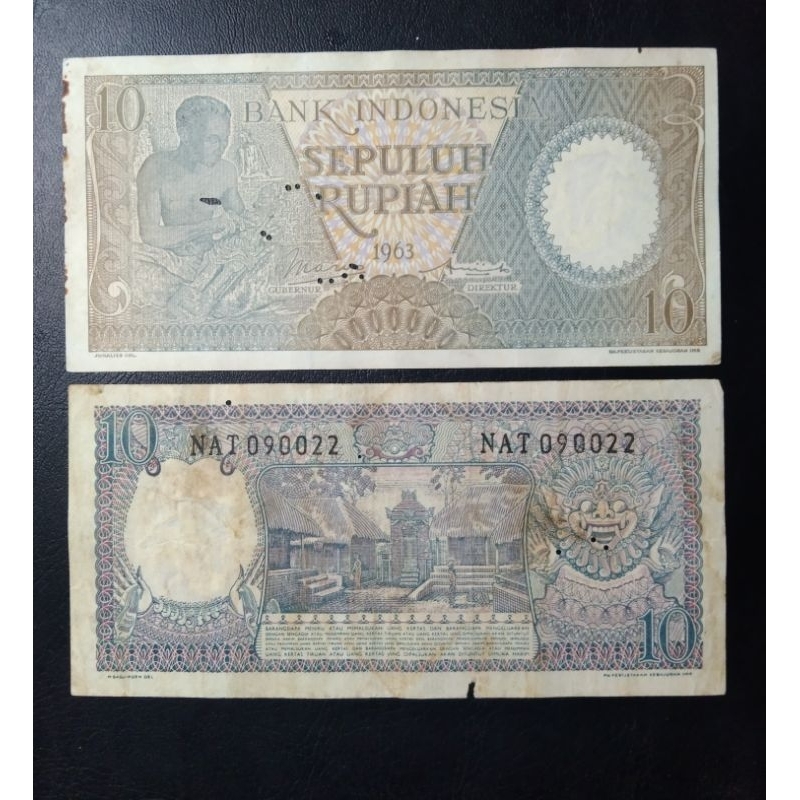 uang kuno 10 rupiah pekerja 1963