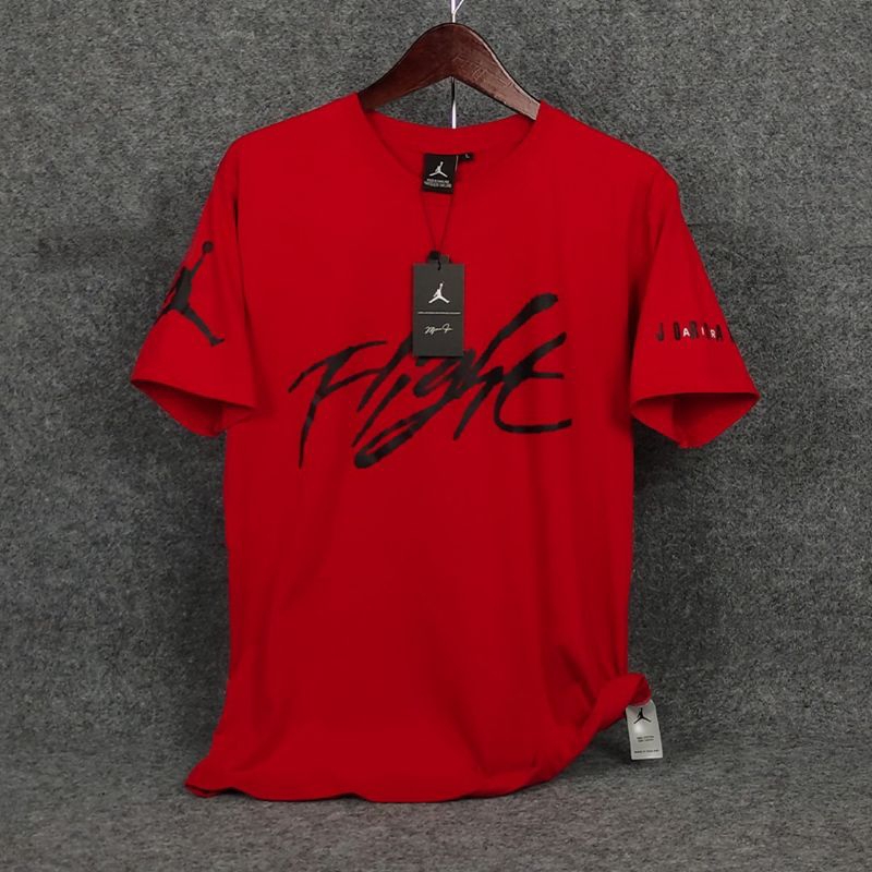 Kaos Pria Branded Jordan Flight Sablon Red Basic Full Label Hangtag Original M L XL