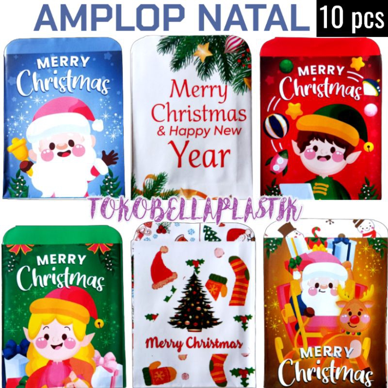 

[Isi 10 pcs] Amplop Natal Merry Christmas Angpau Hong Bao Tahun Baru 7x10 cm