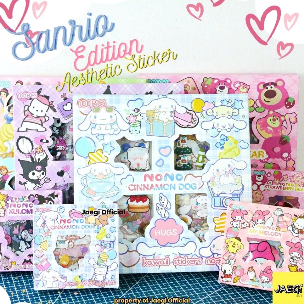 

Grosiran Murah JAEGi - Premium Sanrio Sticker Small Box isi 100 Pcs Aesthetic Waterproof Sticker