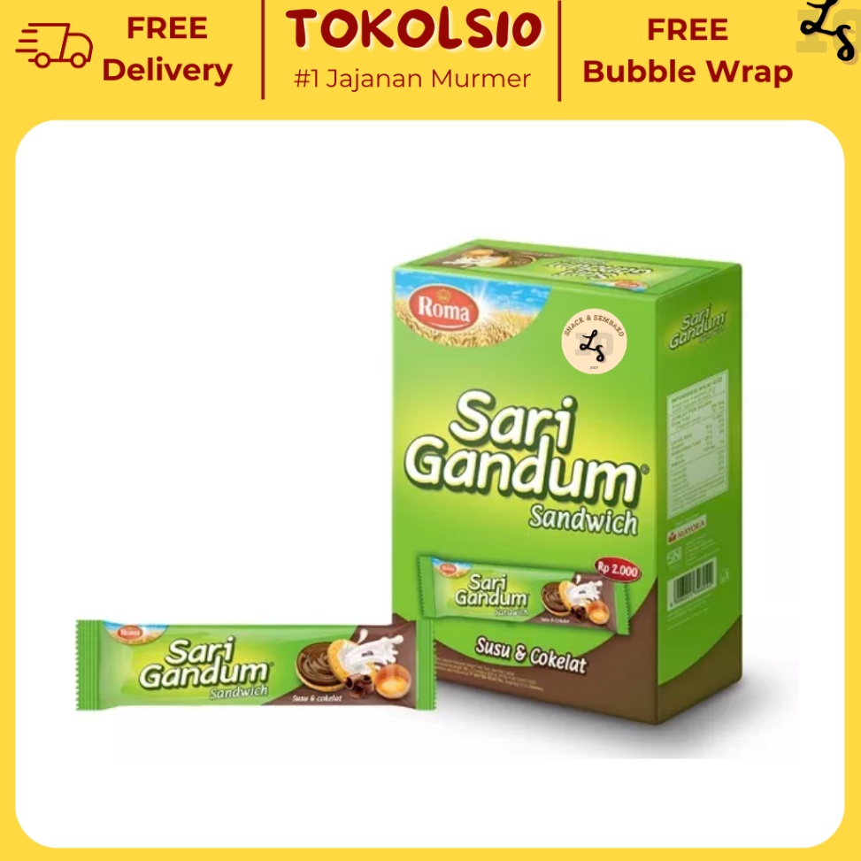 

⁂Ready❉ Roma Sari Gandum Sachet Susu & Coklat Isi 12 pcs @39gr A34 ➘