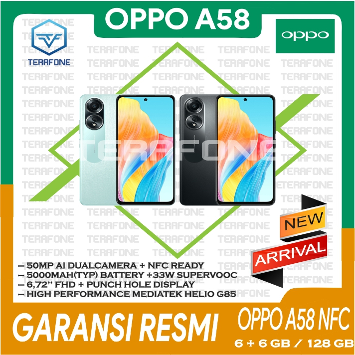 OPPO A58 RAM 6 GB MEMORY 128 GB GARANSI RESMI TERMURAH
