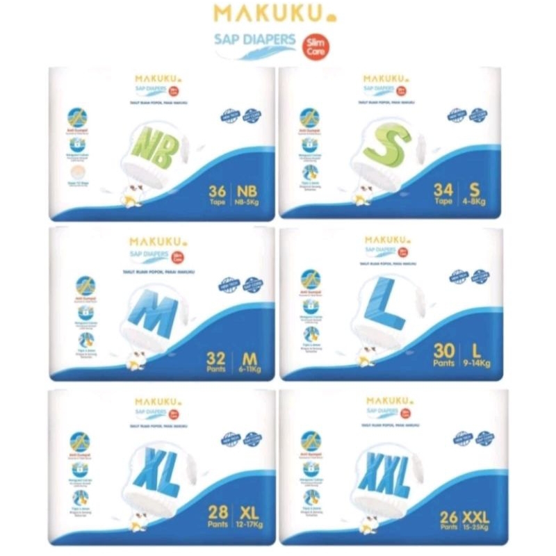 MAKUKU SAP DIAPERS SLIMCARE XXL26
