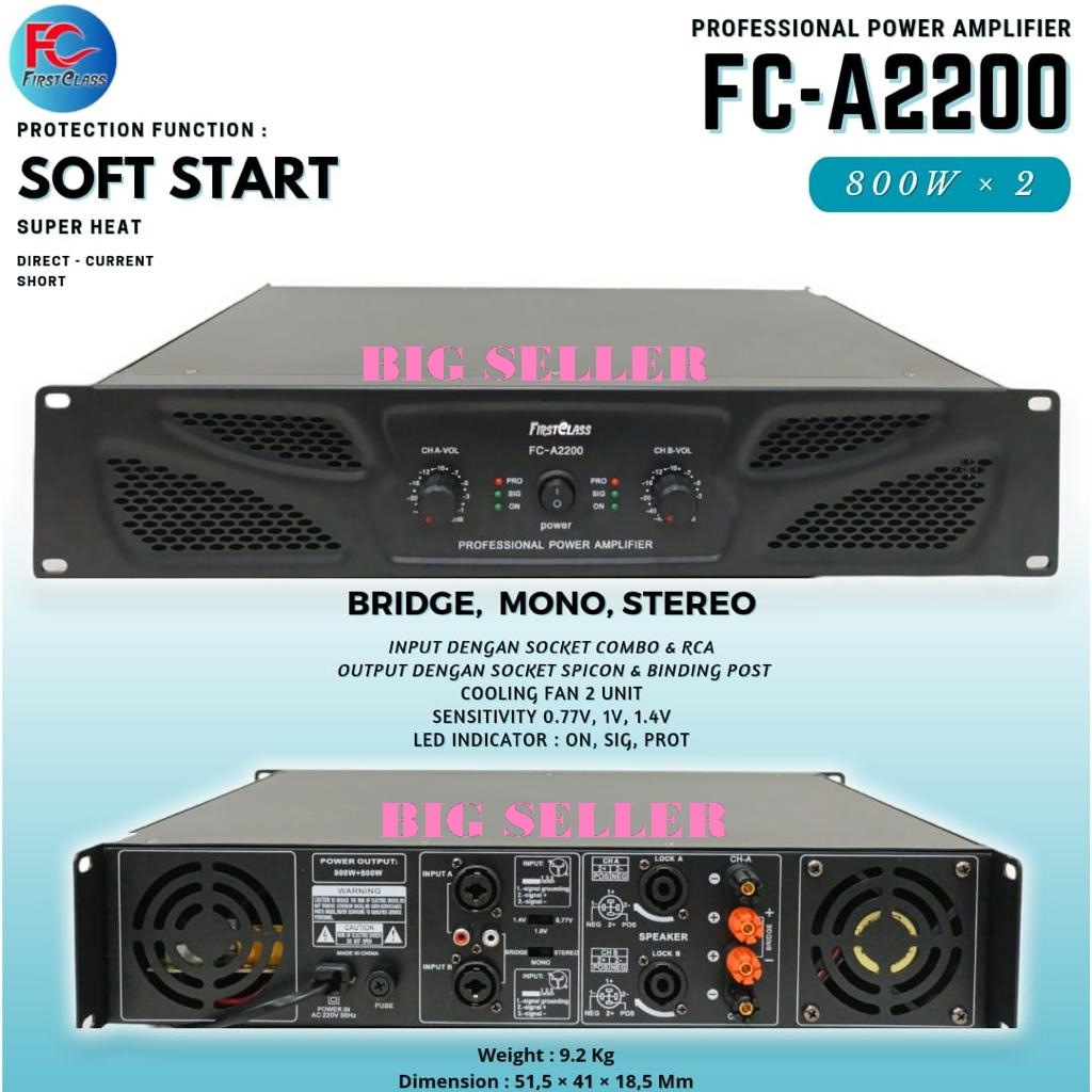 Power Ampli Firstclass FCA 2200 Ampli FC A 2200 Professional FC A2200 Ori