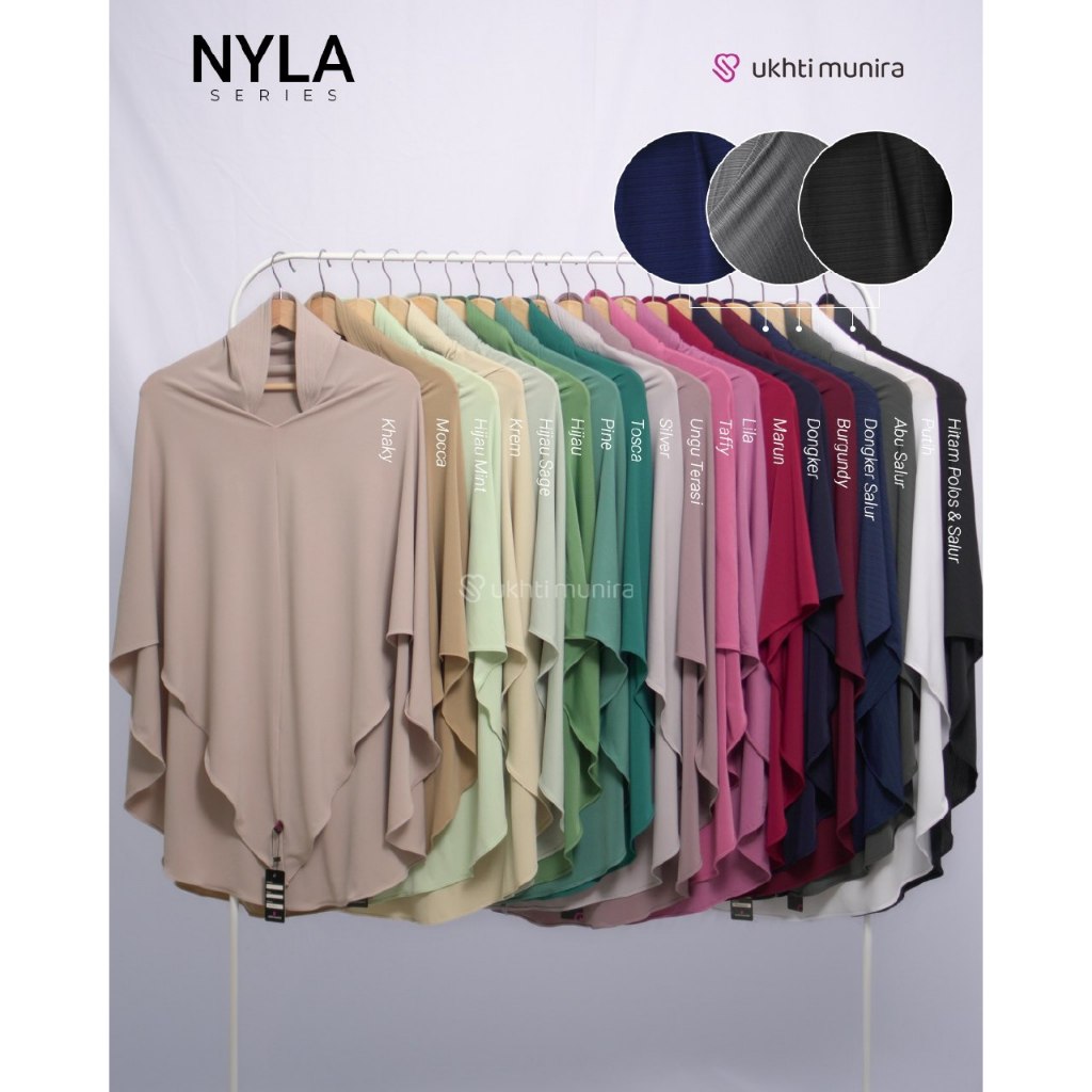 Nyla Bergo Jilbab Ukhti Munira Bahan Jersey Premium Adem Nyaman Lembut tidak Nerawang Pet Antem(anti