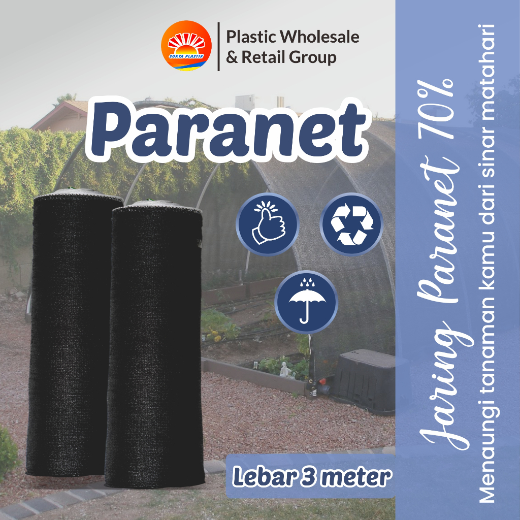 Paranet tanaman/Jaring paranet 70% Rajut segitiga Lebar 3 Meteran Ecer