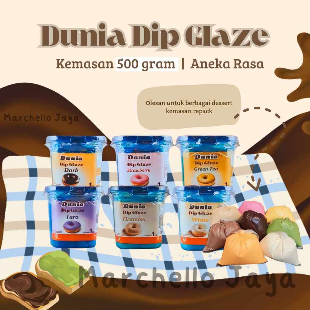 

Dunia Dip Glaze - Selai/olesan donat kemasan 500 gram aneka rasa