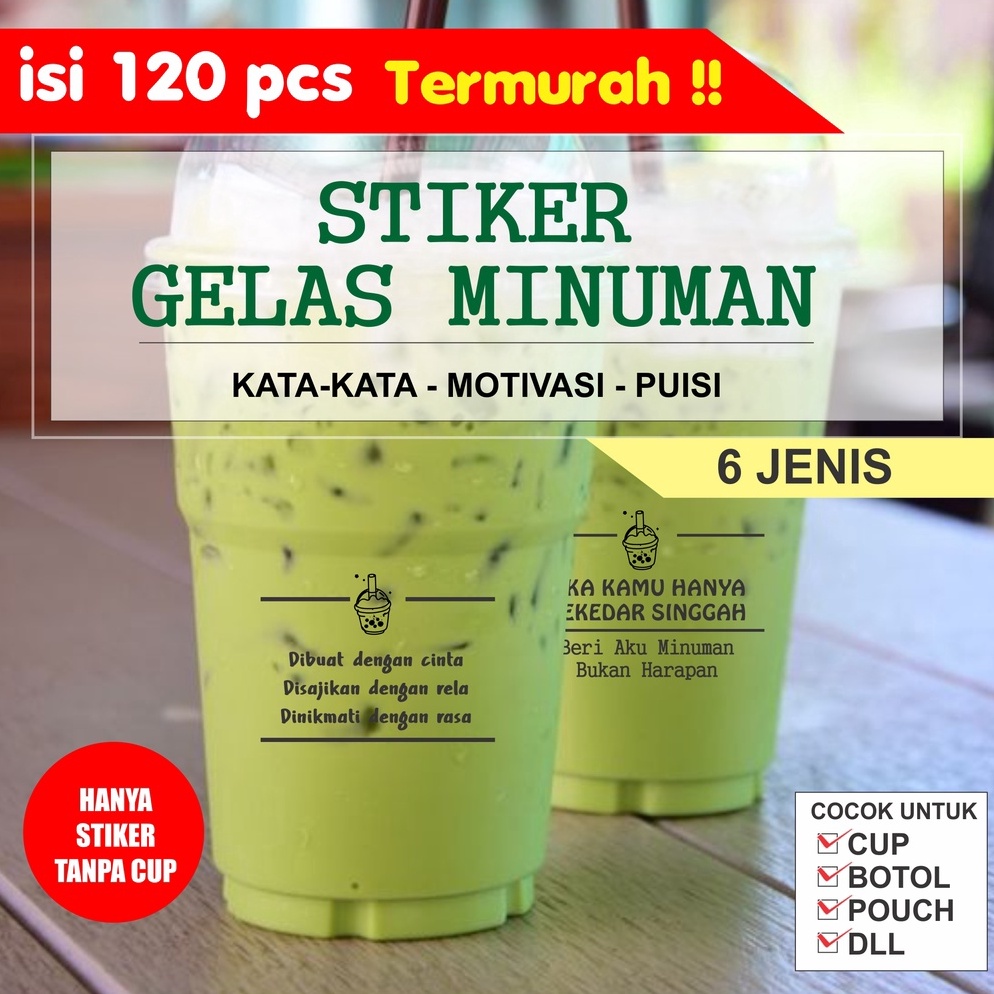 

6.6 Promo Brand 120 Pcs Stiker Kata-Kata Gelas Minuman