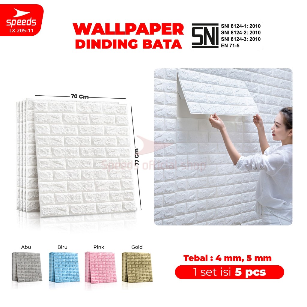 SPEEDS SNI Wallpaper Dinding 3d  Foam Bata Putih Wallpaper Dinding Sticker Dinding Berstandar 205-11