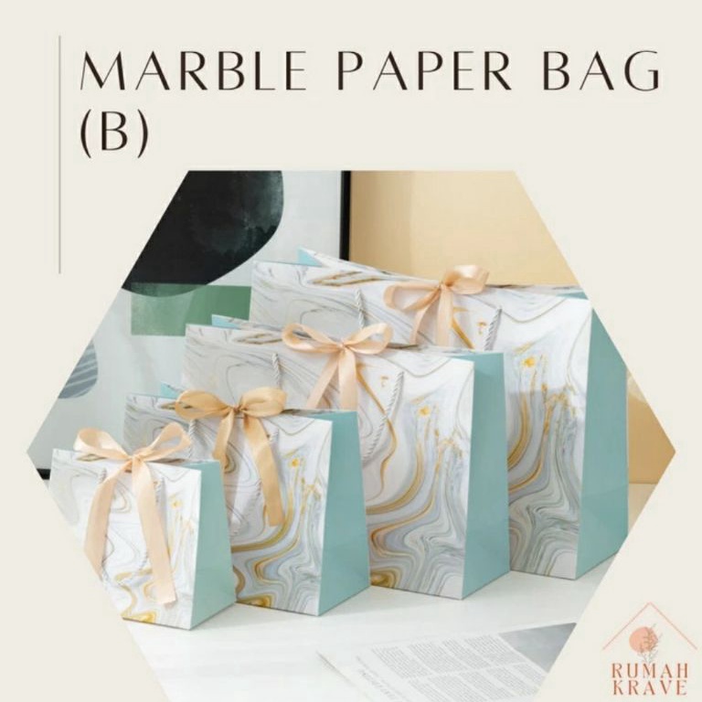 

TERLARIS RUMAH KRAVE - Marble (B) Marmer Paper Bag Paperbag Goodie Bag