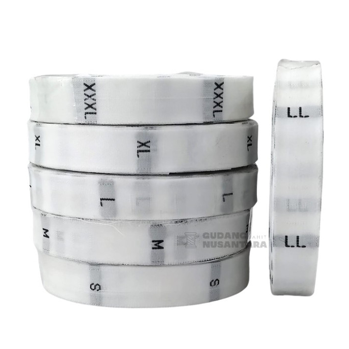 Label size huruf / label ukuran huruf / size putih hitam S / M / L / XL