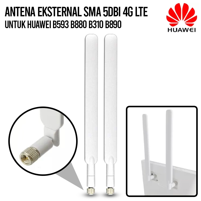 Huawei Antena Eksternal SMA 5dBi 4G LTE for Huawei B593 B880 B310 B890 Modem Orbit - White