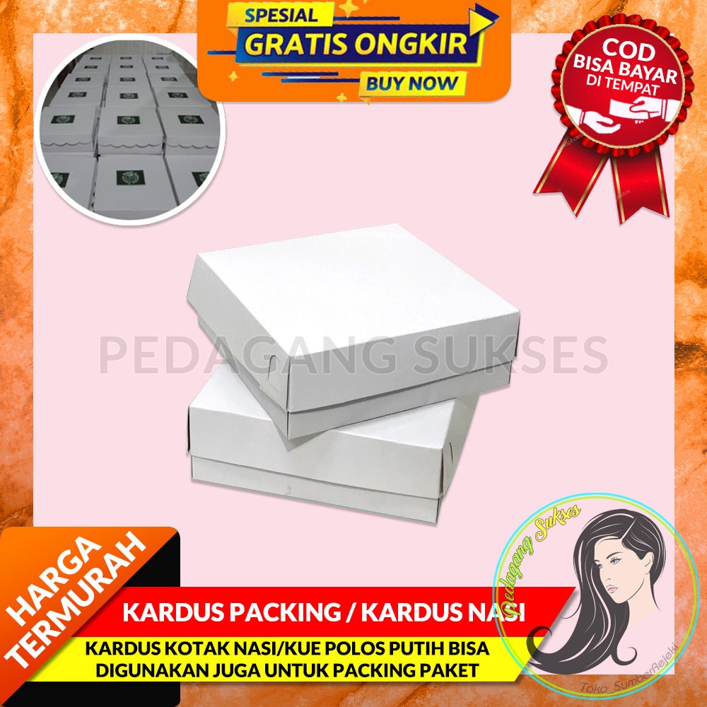 [KELIPATAN 100] KARUDS PACKING / PAKING / KARDUS NASI KOTAK PUTIH Kardus Roti R6 dus kotak kue  - Ko
