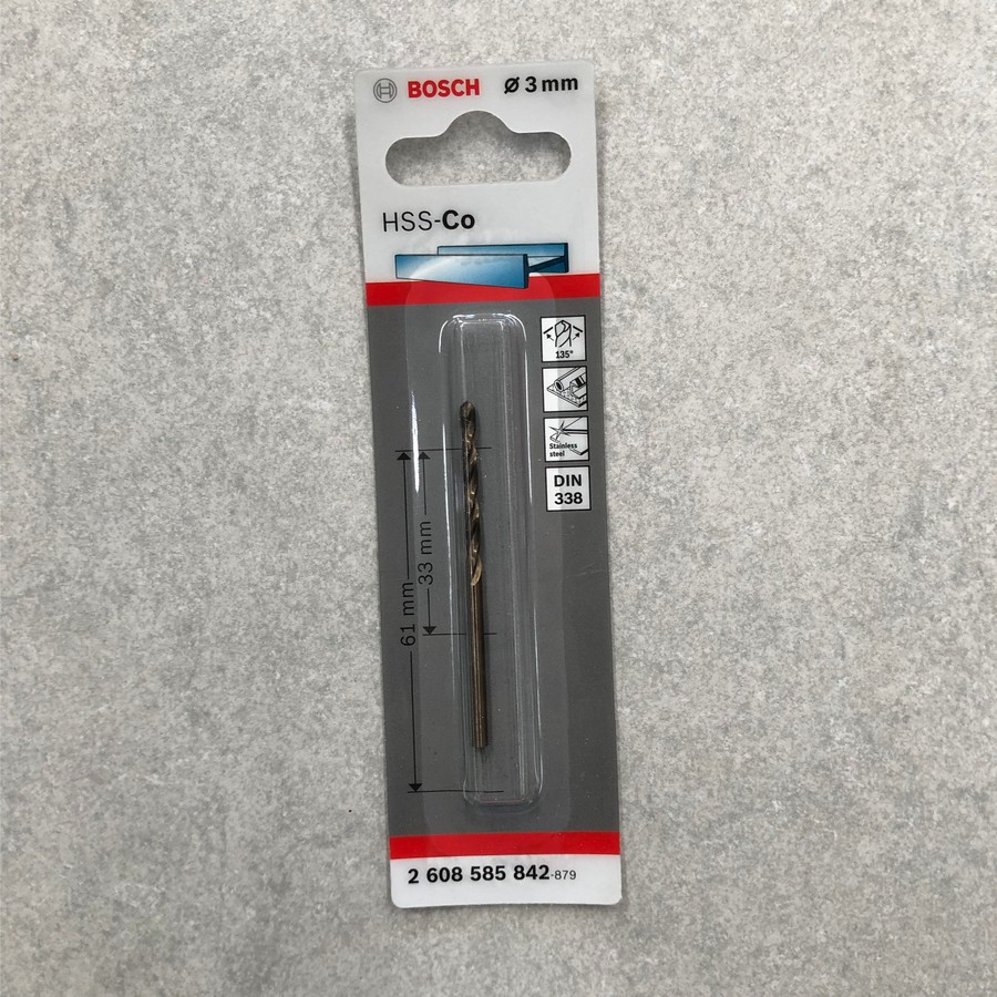 Mata Bor Besi Stainless HSS-CO 3mm BOSCH Cobalt Drill Bits Original