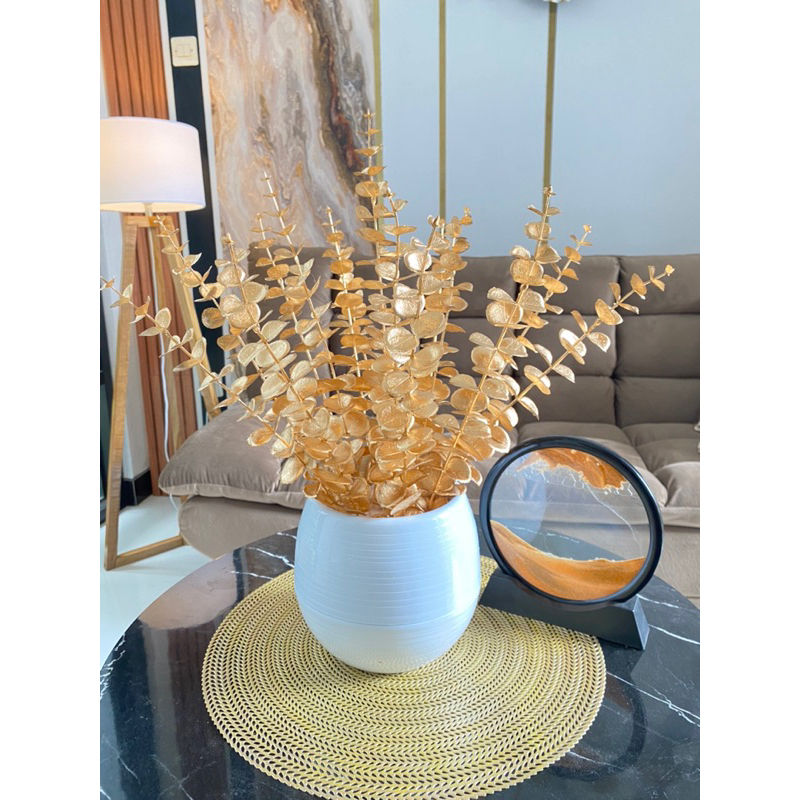 RANGKAIAN BUNGA GOLD VAS BOLA / RANGKAIAN BUNGA MEJA / RANGKAIAN BUNGA MEWAH