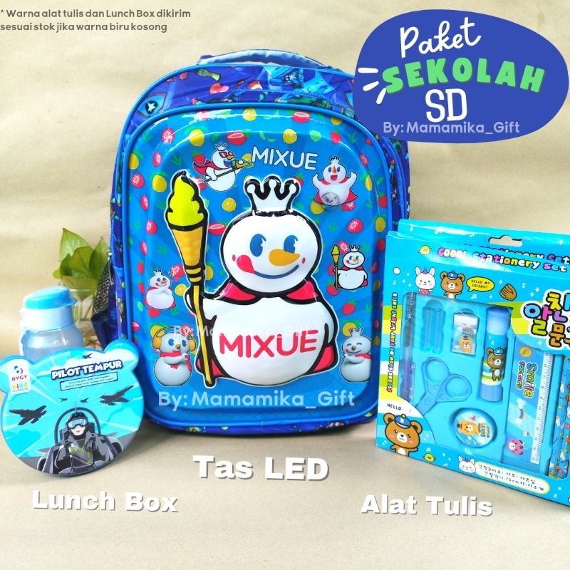 TAS RANSEL SEKOLAH ANAK COWOK SD TK MIXUE BIRU  / PAKET SEKOLAH ANAK  SD TK / KADO ULANG TAHUN ANAK 