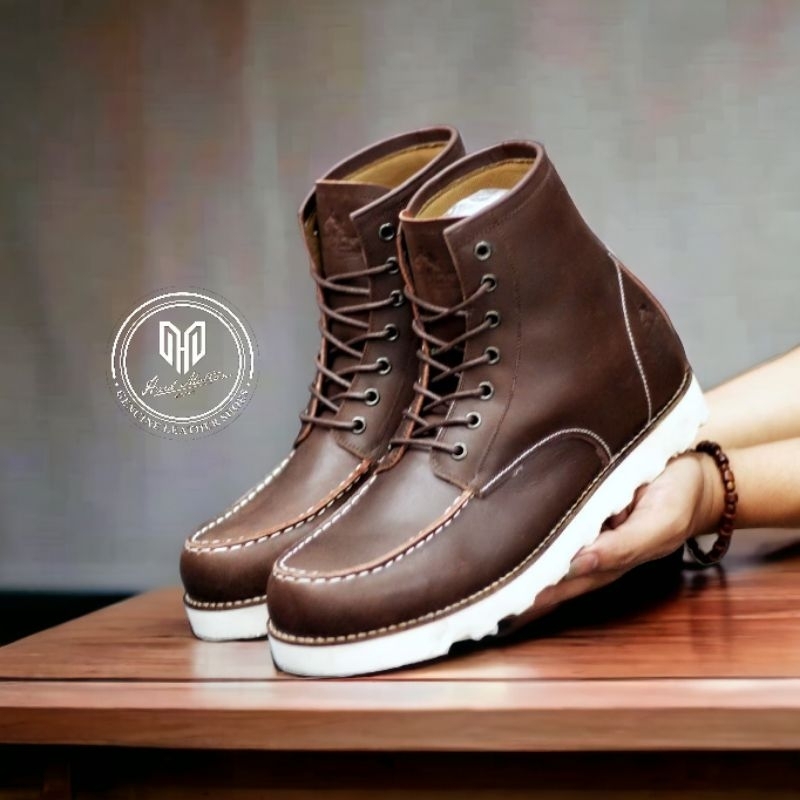 Sepatu Boots Pria Kulit Asli Hard Motion Wlf Pointer Sepatu Boot Kasual sepatu Nongkrong Sepatu Tour