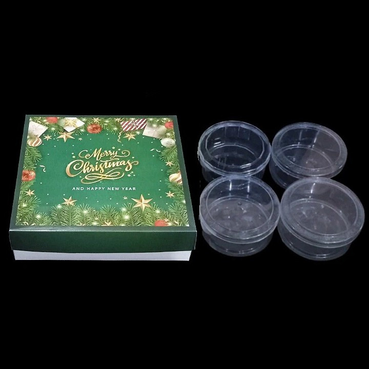 

5 Pcs Dus Packaging Hempers Natal Box Kotak Bingkisan Toples Kue Kering Ukuran 500 Gram Edisi merry Christmas