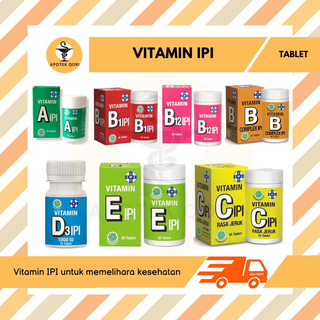 VITAMIN A IPI/B1 IPI/B12 IPI/B COMPLEX IPI/C IPI/D3 1000 IPI/E IPI/ZINC IPI/D3+K2 IPI/CALCIUM IPI