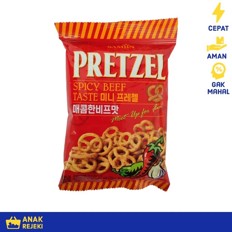 

Pretzel Spicy Beef Samjin 85gr - Snack Korean Sapi Pedas Pretzels