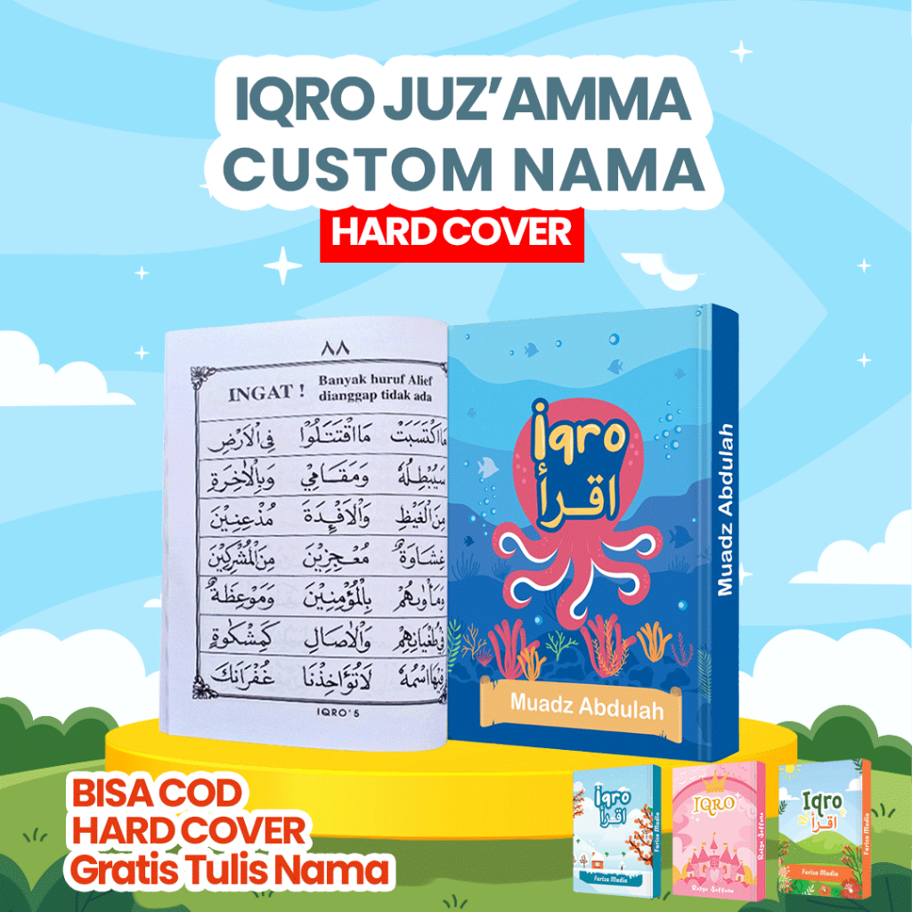 Iqro & Juz Amma Custom Nama A5 HVS Hitam Putih