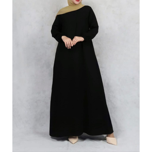 Gamis Bandung - Gamis Terbaru - Gamis Pesta Mewah Elegan - Gamis Polos Simpel Tangan Karet Kerut