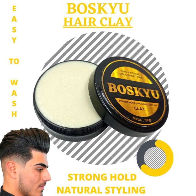 [¶U82@] Boskyu hair clay styling pomade clay hair styling easy to wash 50gr produk penata rambut nat